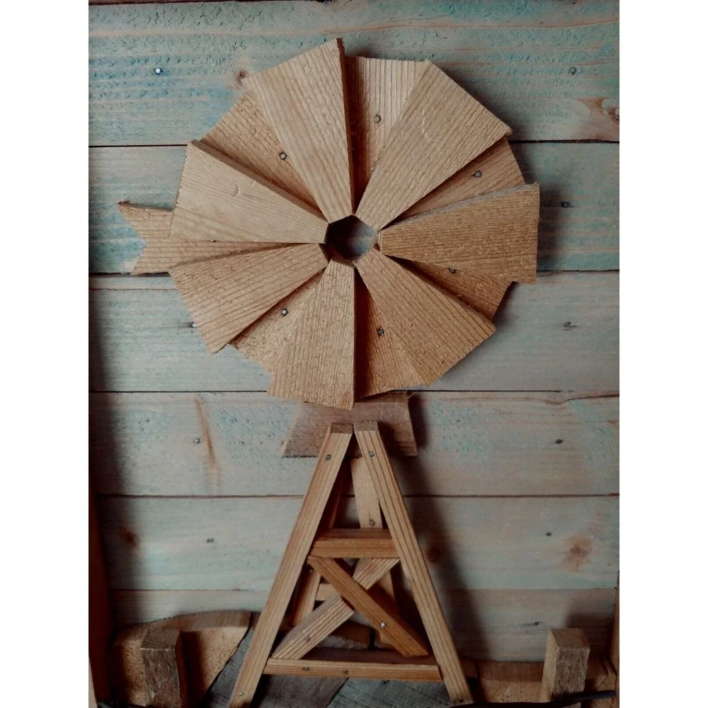 Farmhouse Windmill Barb Wire Wood Shadow Box Picture Decor Americana 11.75